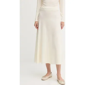 Dámská sukně Sukně s příměsí vlny United Colors of Benetton béžová barva, midi, 1444D002B 01X, vel. S