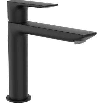 Vodovodní baterie LAUFEN CITYPLUS Umyvadlová páková baterie Eco+ (středová poloha ovládací páčky spustí studenou vodu), s pevným výtokem 140 mm, bez automatické výpusti, PVD titan černý mat 395x260, no colour - HF505304428000