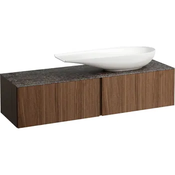 Umyvadlo LAUFEN ILBAGNOALESSI Zásuvkový element 1600, se 2 zásuvkami, s výřezem vpravo, s vrchní deskou Marrone Naturale vč. otvoru pro baterii, pro umyvadlo H818974 1600x500, Noce canaletto - Dřevěná dýha - H4323450976301