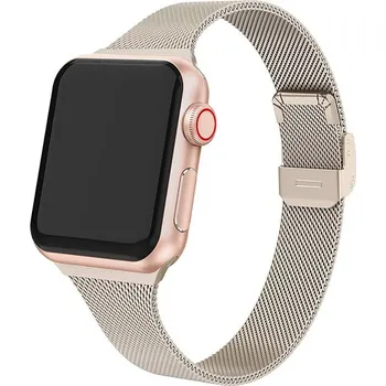 Řemínek na hodinky AW MILÁNSKÝ TAH SLIM pro Apple Watch - Vintage gold Šířka uchycení řemínku: 44/45/46/49mm, Barva: Vintage Gold IR-AWMTT18