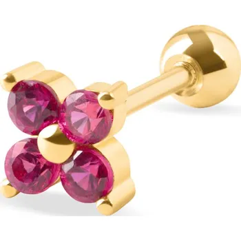 Náušnice Troli Něžná pozlacená piercingová náušnice s fuchsiovými krystaly + 2 měsíce na vrácení zboží