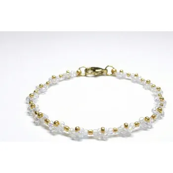 Náramek Bellakvět Náramek "Crystal" - PVD Gold, Miyuki & Ocel Velikost: S 16 cm