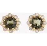 My Moldavite Zlaté náušnice s vltavíny a brilianty AUVD2125-3WG