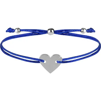 Náramek Troli Šňůrkový náramek se srdcem modrá/ocelová + 2 měsíce na vrácení zboží