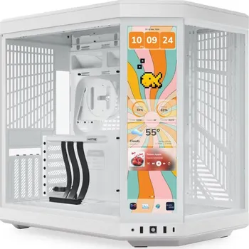 PC skříň HYTE skříň Y70 Touch Infinite Snow White / 14,9" dotykový displej / levé a přední sklo / Riser PCIe 4.0 / bez zdroje