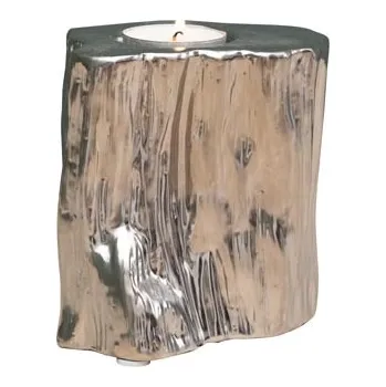 Svícen Chehoma Keramický stříbrný svícen ve tvaru dřeva