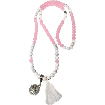 Náhrdelník Japa Mala z růžového jadeitu a magnezitu