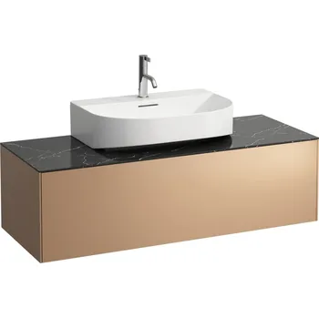 Koupelnový nábytek LAUFEN SONAR Skříňka pod umyvadlo, s 1 zásuvkou, pro umývátka H816341, H816342, s výřezem uprostřed 1175x455, Měď & nero marquina - H4054510341411
