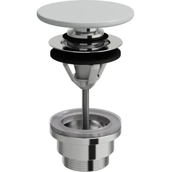 PALOMBA COLLECTION|LAUFEN Odpadní ventil se zátkou click-clack, včetně keramické krytky SaphirKeramik 80x80, Šedá mat - H8981927590001