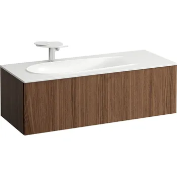 Koupelnový nábytek LAUFEN ILBAGNOALESSI Skříňka pod umyvadlo 1200, s 1 zásuvkou, s výřezem pro sifon vlevo, pro umyvadlo H817979 1195x490, Noce canaletto - Dřevěná dýha - H4304410976301