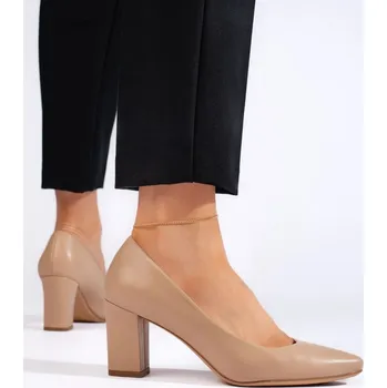 Dámské lodičky Sergio Leone Zajímavé dámské lodičky béžové na širokém podpatku 40