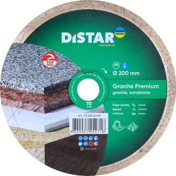 Řezný kotouč Distar Granite Premium - vodní řezný kotouč na žulu, pískovec a mramor Průměr: 200mm