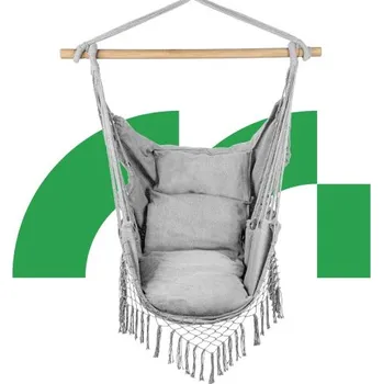 Závěsné křeslo CalmaSeat 120 kg – Závěsné křeslo s dřevěnou příčkou a dvěma polštáři v sadě