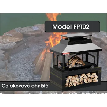 Celokovové ohniště FPT02, 94 x 82 x 45 cm, s ochranou proti dešti - N Scorpion elektro s.r.o.