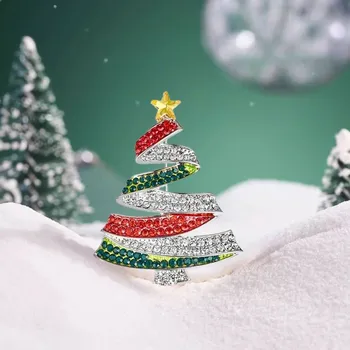 Brož Éternelle Vánoční brož Swarovski Elements Arnoita - vánoční stromeček B2051/W Stříbrná