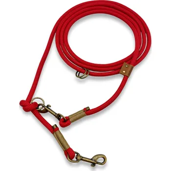 Vodítko pro psa PafDog® Vánoční přepínací nastavitelné vodítko 8mm, 11 délek, červené, zlatá omotávka extra pevné DÉLKA VODÍTKA: 2.5 metru