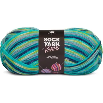 Příze Příze Mayflower Sock Yarn Universe Venus 05 Grau-Hellblau-Türkis-Limette-Navy
