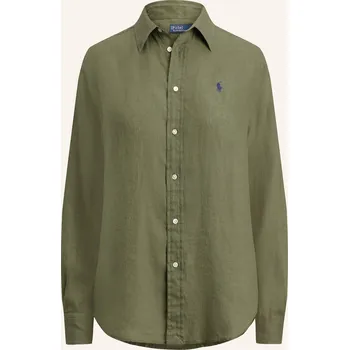 Dámská halenka Polo Ralph Lauren Dámská Lněná Košilová Halenka, tmavě zelená...