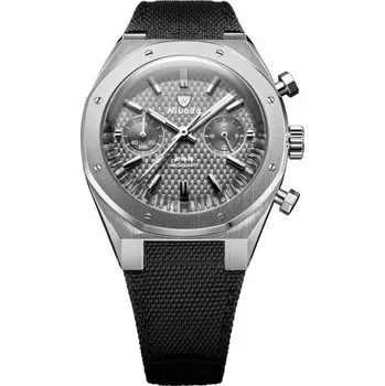 Hodinky Nivada Grenchen F77 Chrono Mecaquartz Grey 38 mm - Canvas Strap + 5 let záruka a dárek ZDARMA