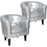 MIADOMODO Sada křesel Chesterfield, 58x71x70 cm, stříbrná