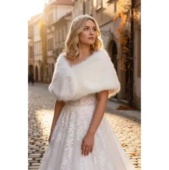 TopMode Elegantní přehoz z kožešiny na svatbu 1155408