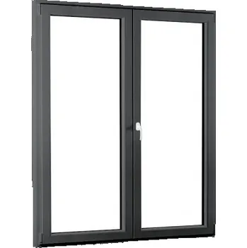 Okno SKLADOVÁ-OKNA.cz POŠKOZENÉ!!! Dvoukřídlé plastové balkónové dveře REHAU SmartLine + 1500 x 2080 mm Bílá dovnitř / Šedá antracit ven (struktura dřeva)