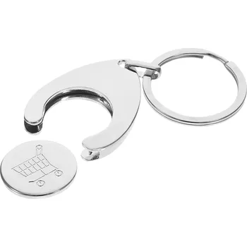 Kovová klíčenka 2v1 s žetonem do nákupního vozíku stříbrná RC-K-1160 Řetízek Kovová klíčenka 2v1 s žetonem do nákupního vozíku stříbrná RC-K-1160