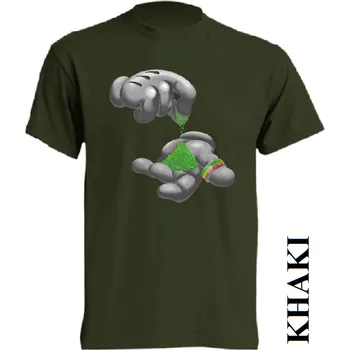 Pánské oblečení panske-levne-bavlnene-vtipne-tricko-potisk-trava-joint Barva: Khaki, velikost: M
