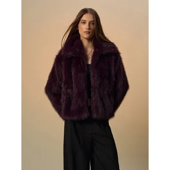 Dámský kabát Bunda z umělé kožešiny - M/L - House - mahagon - 784EW-93X