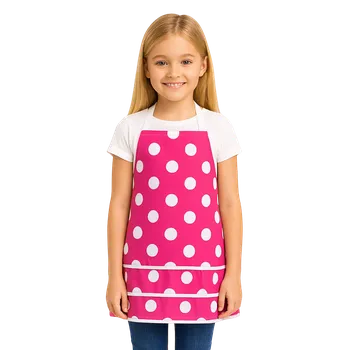 Kuchyňská zástěra Stylová kuchyňská zástěra pro děti růžová s bílými puntíky