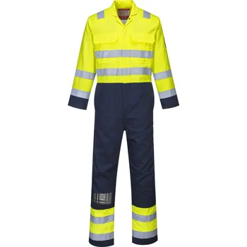 PORTWEST HI-VIS BIZFLAME PRO BIZ7 / Nehořlavá reflexní kombinéza, antistatická - HV žlutá/námořní modrá M
