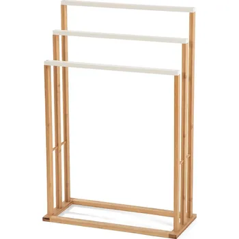 Věšák Noela TRENO Bambusový věšák na ručníky 82x54x24 cm bílá