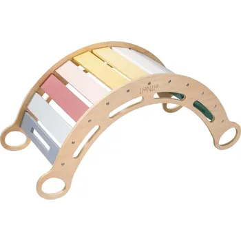 Dětská houpačka eliNeli Dřevěná montessori houpačka 100 cm 5v1 max - pastel - BAZAR