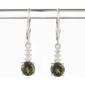 Náušnice My Moldavite Stříbrné náušnice vltavíny a zirkony 434Z-4