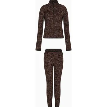 Dámský svetr EA7 EMPORIO ARMANI SKI JACQUARD KNITTED SET WOMAN FANDY BROWN ANIMALIER Velikost: M