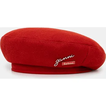 Čepice Vlněný baret Barbour x Ganni Beret, M, červená, 33X
