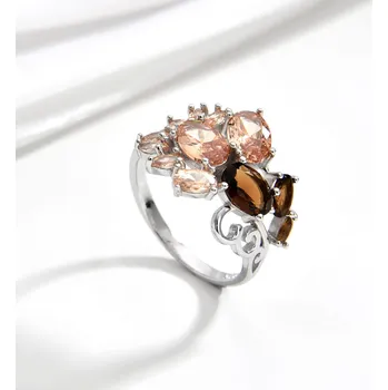 Prsten Jan Kos jewellery Stříbrný prsten s hnědým zirkonem MHT-4338