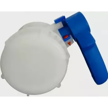 Ventil VÝPUSTNÝ KLAPKOVÝ KOHOUT MAUSER DN 80 MM - TĚSNĚNÍ ETFE - MODRÁ PÁČKA