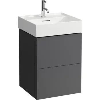 Nábytek Kartell LAUFEN Skříňka pod umyvadlo, se 2 zásuvkami, včetně organizéru, s prostorově úsporným sifonem pro umyvadlo H810332 480x450, Břidlicově šedá - H4075090336421