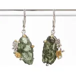 My Moldavite Stříbrné náušnice s přírodními vltavíny 9710E