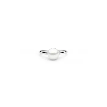 Prsten ANNA PERLY Elegantní stříbrný prsten s pravou bílou sladkovodní perlou Velikost prstenu: 57, Barva perly: bílá
