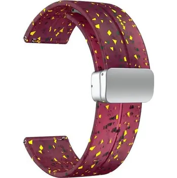 Příslušenství k chytrým hodinkám eses Silikonový řemínek s magnetickou přezkou 22 mm - Vzorovaný Art, vínový