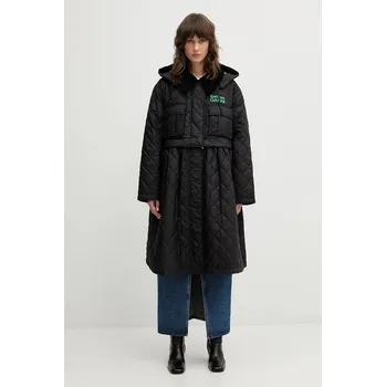 Bunda Barbour x Ganni Peplum Quilted černá barva, přechodná, oversize, LQU1890BK11, 40, 99X