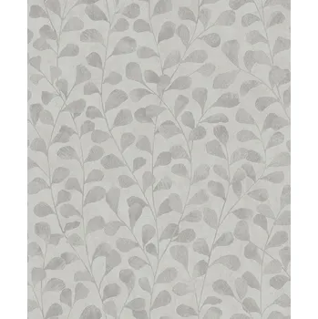 Tapeta Béžová tapeta do pokoje se šedými a perleťovými lístky