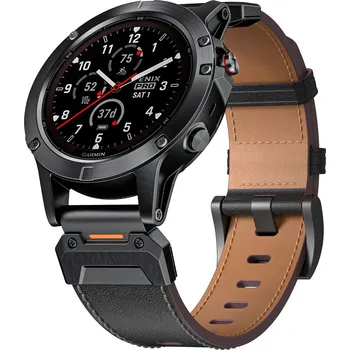 Řemínek na hodinky Prémiový kožený Garmin QuickFit řemínek 26mm - Černý IR-AWGW-0616