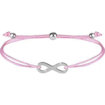 Módní doplněk Troli Šňůrkový náramek s nekonečnem růžová/ocelová + 2 měsíce na vrácení zboží