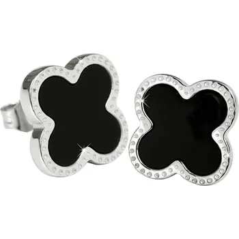 Módní doplněk Troli Ocelové náušnice kytičky s černým středem KE-006 + 2 měsíce na vrácení zboží
