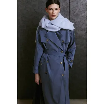 Dámský kabát Trench kabát Answear.LAB dámský, modrá barva, přechodný, dvouřadový tr003.flk 55X, vel. XL