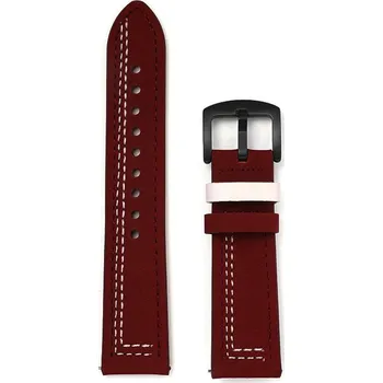 Ostatní příslušenství k chytrým hodinkám eses Kožený řemínek - Vínový s bílým prošíváním, 20 mm