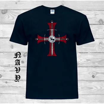 Pánské tričko panske-levne-bavlnene-tricko-potisk-kriz-mec Barva: Navy - tmavě modrá, velikost: XL